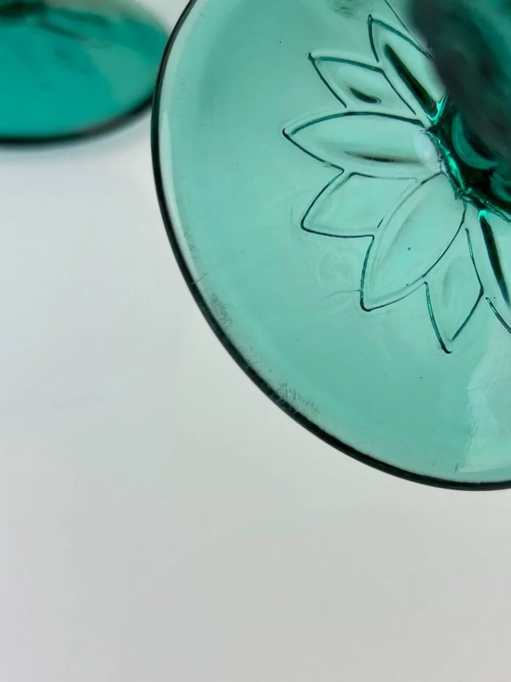Tiara Indiana Green Glass Spruce Sherbet Compote Pedestal Bowls Cups Set of 6